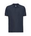 Mens ultimate cotton pique polo shirt french navy Russell