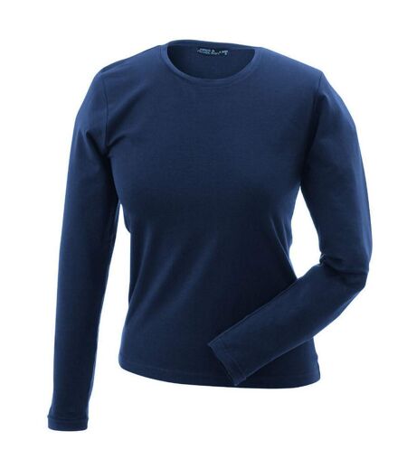 T-shirt stretch femme manches longues - JN054 - bleu marine