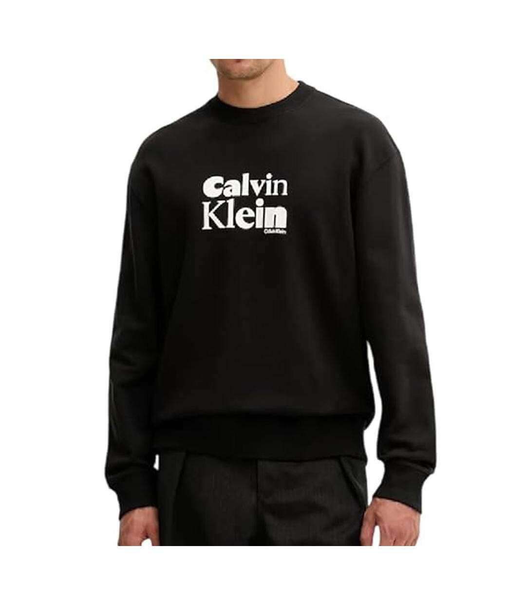 Sweat noir homme calvin klein jeans calvi-1