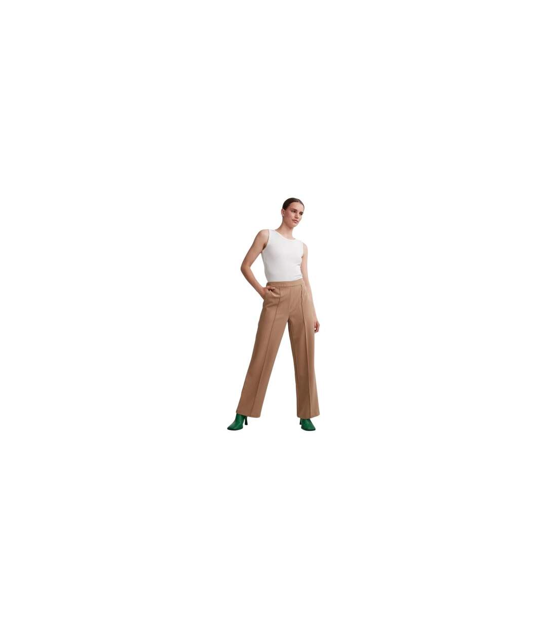 Pantalon Motif/style Fines Rayures Femme Marron Clair Pieces-1