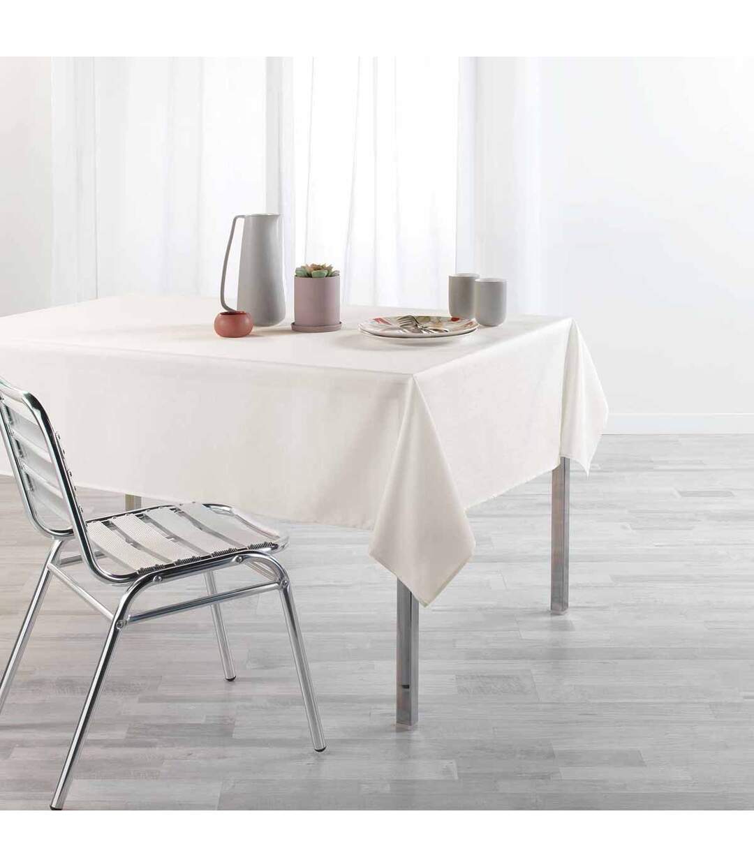 Nappe Chambray Enduite Newton 140x250cm Crème-3