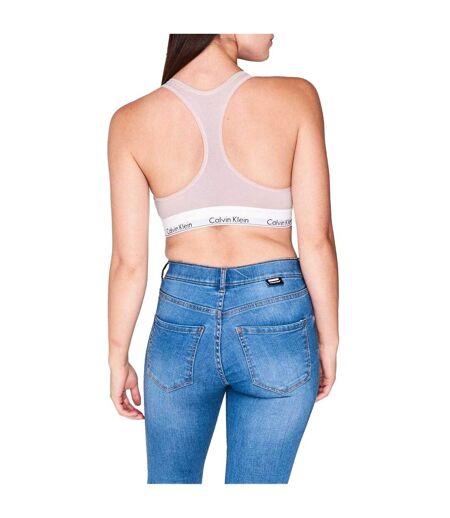 Womens/ladies Logo Cotton Blend Bralette Pink Calvin Klein
