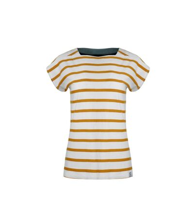 Womens/ladies bowe striped organic cotton jersey t-shirt deep amber Weird Fish