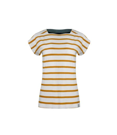 Womens/ladies bowe striped organic cotton jersey t-shirt deep amber Weird Fish