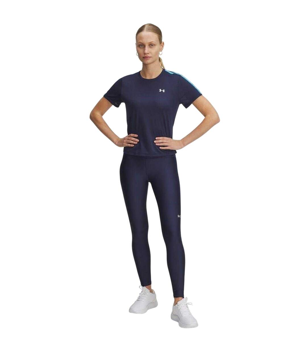 Legging Motif/style Uni Tech Femme Bleu Marine Délavé Under Armour-1