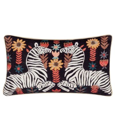 Mirrored embroidered zebra cushion cover 50cm x 30cm multicoloured Wylder