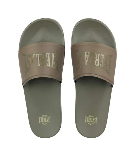Mens Godan Padded Strap Sliders Dark Khaki Everlast