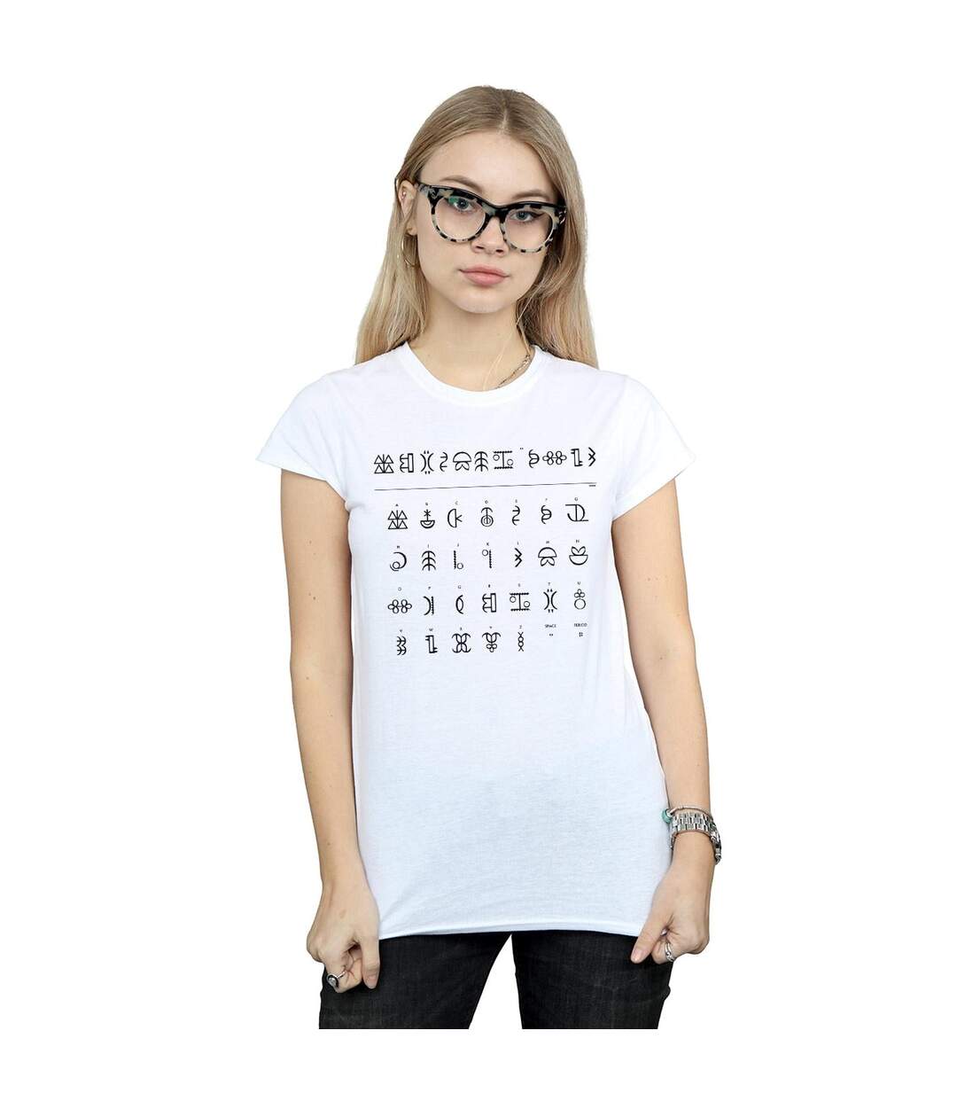 Disney Femme/Les femmes Artemis Fowl Gnommish Alphabet Cotton T-Shirt (Blanc) - UTBI8590-2