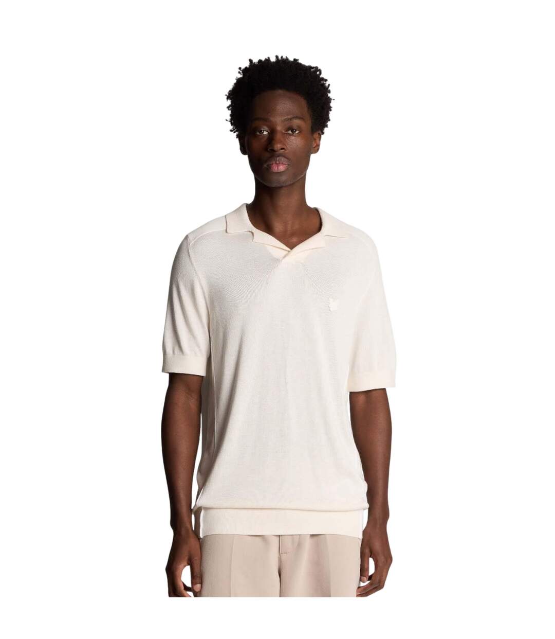 Polo Motif/style Rayure Contrastée Sur Bord Homme Blanc Lyle & Scott-1