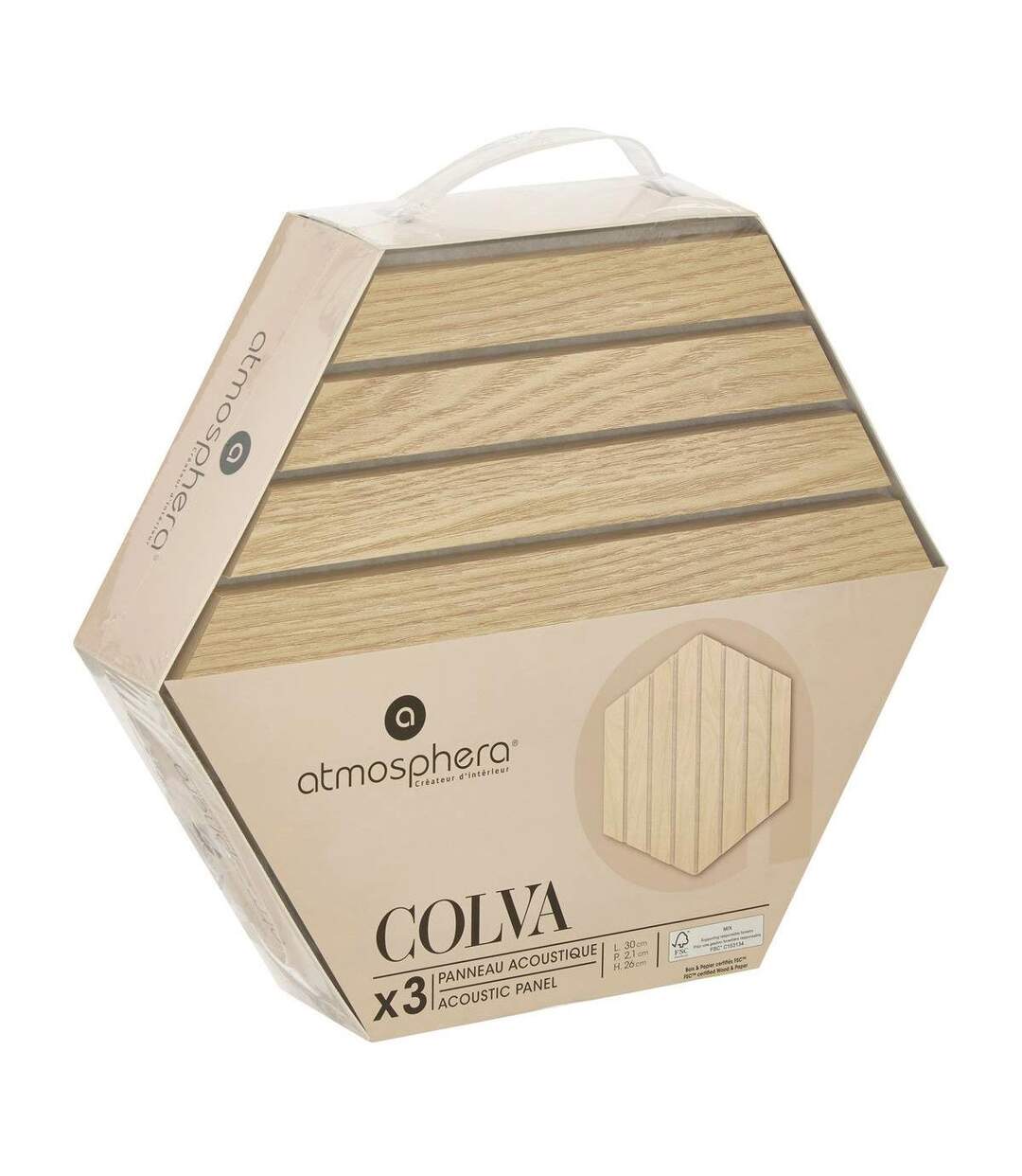 Lot de 3 Panneaux Déco Hexagonal Colva 30x26cm Beige-4