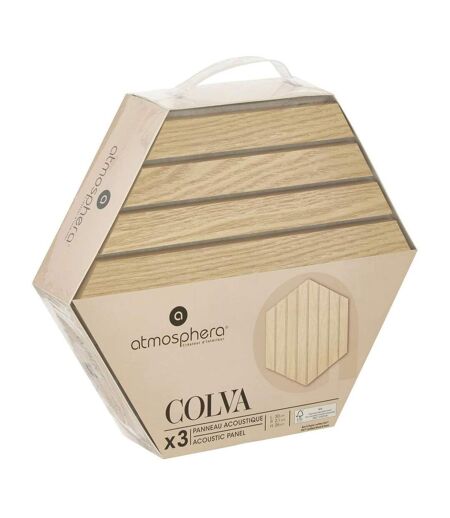 Lot de 3 Panneaux Déco Hexagonal Colva 30x26cm Beige