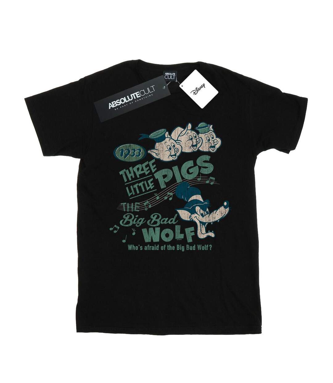Disney - T-shirt THREE LITTLE PIGS WHO'S AFRAID OF THE BIG BAD WOLF - Femme (Noir) - UTBI17709-1