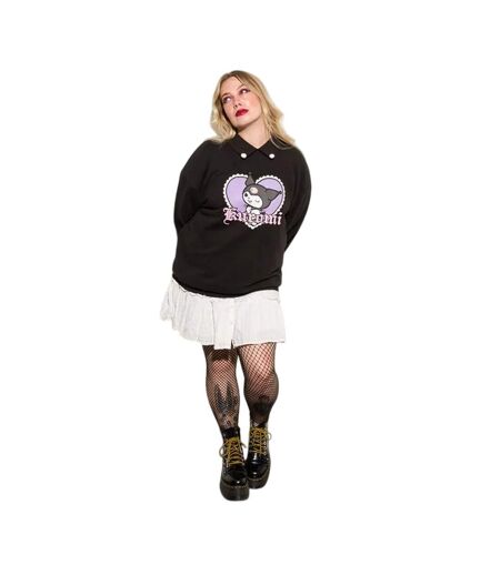 Sweat Motif/style Imprimé Puff Adulte Noir Kuromi