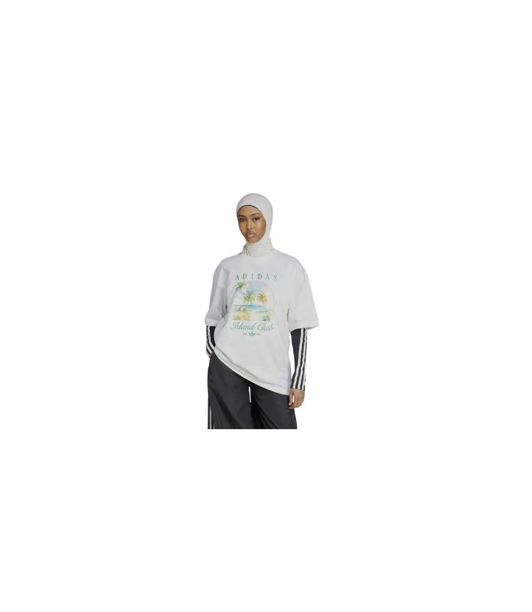 Womens/ladies Island Club Oversized T-shirt White Adidas-1