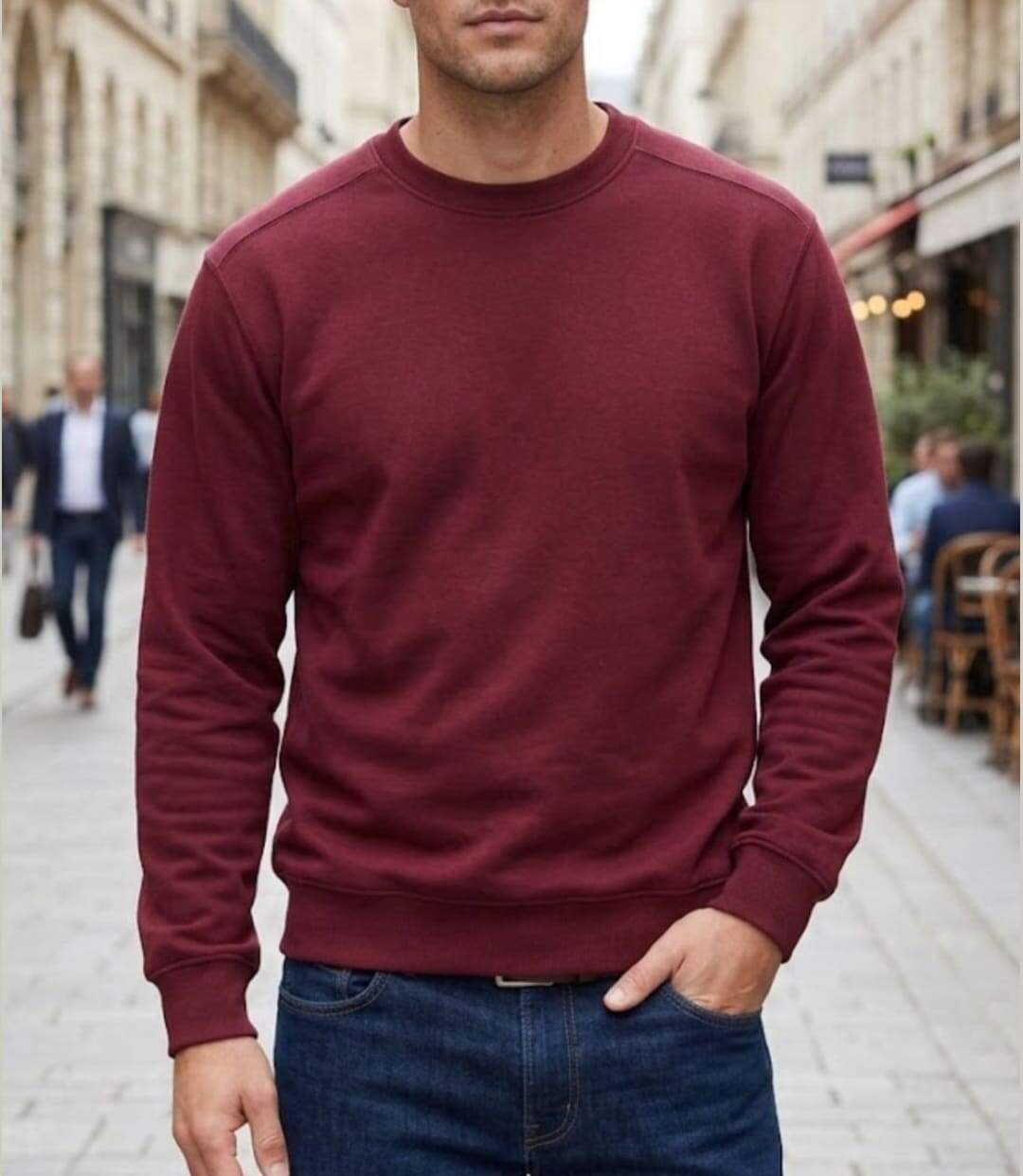 CHALLENGER E213U001 — Sweat col rond bordeaux : confort et haute résistance-1