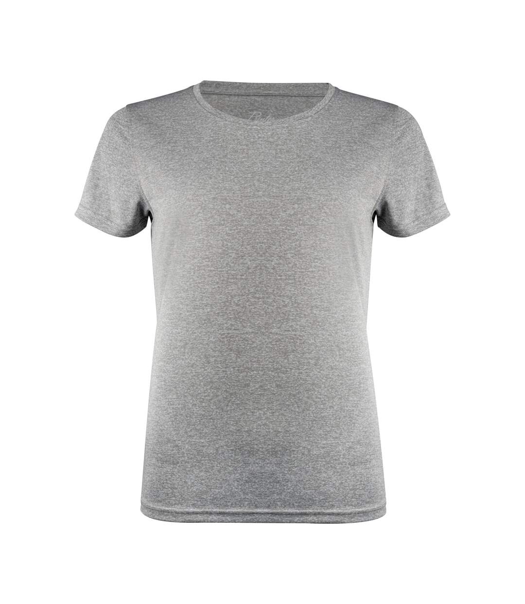 Womens/ladies Run T-shirt Grey Melange Printer RED-2