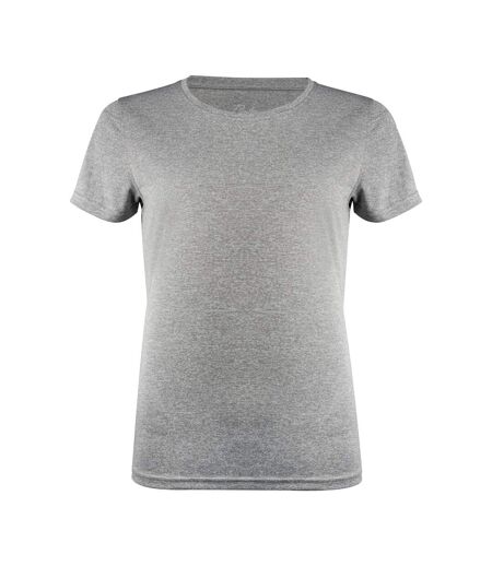 Womens/ladies Run T-shirt Grey Melange Printer RED