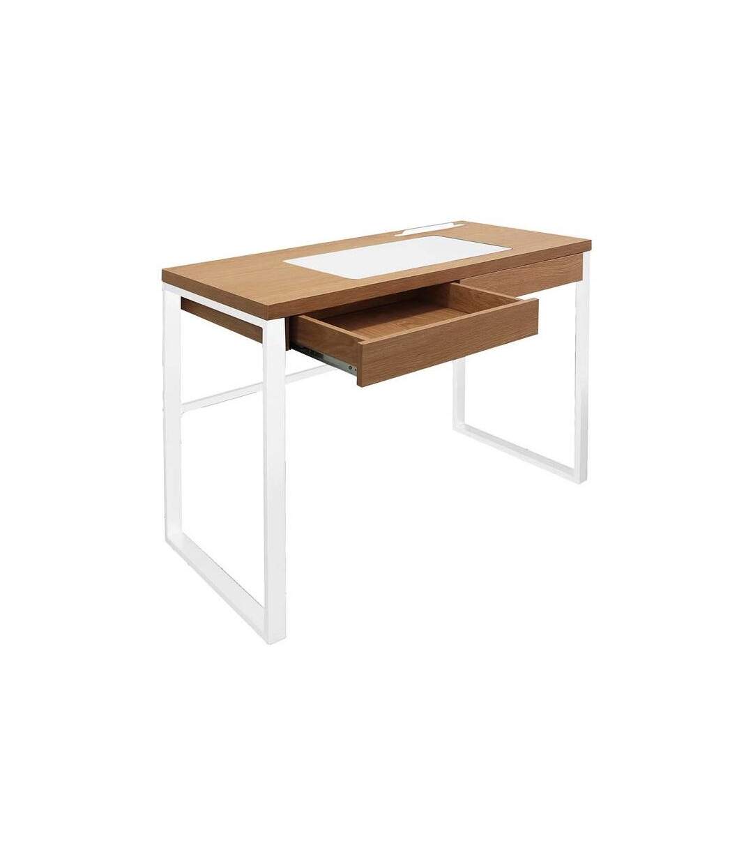 Bureau industriel en bois et métal avec tiroir-4