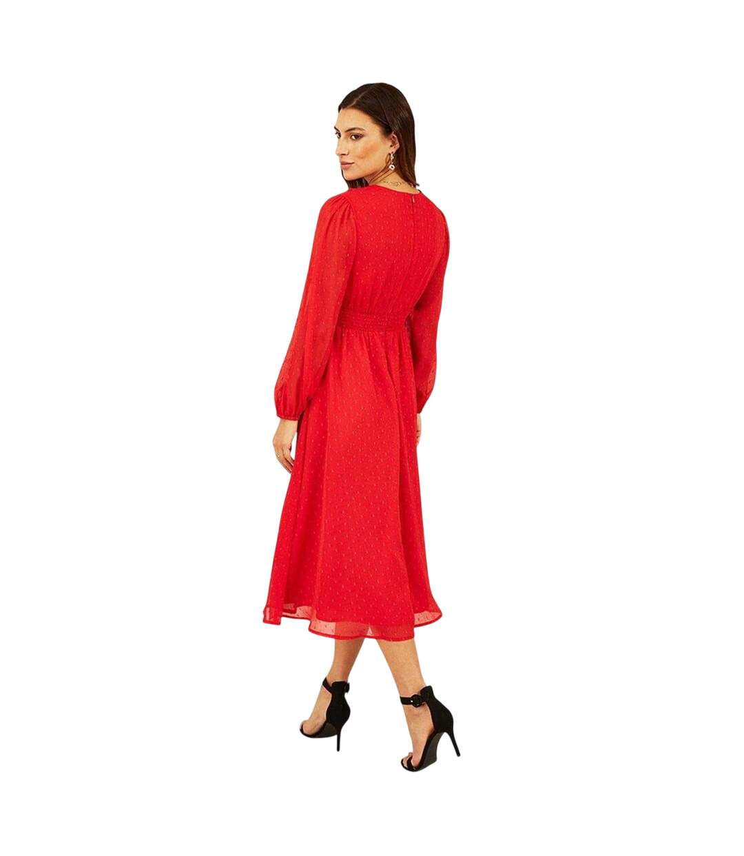 Robe Trapèze Motif/style Scintillant Femme Rouge Yumi-3
