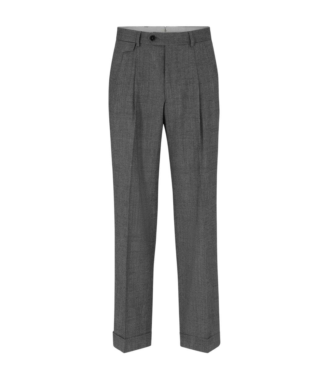 Mens Pleated Trousers Silver Boss-2