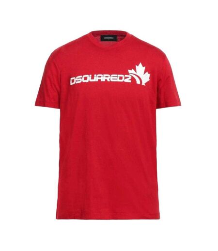 T-shirt Motif/style Feuille D´érable Homme Rouge Blanc DSquared2