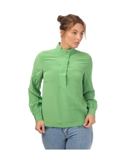 Womens/ladies marylou silk standing collar shirt green Ted Baker