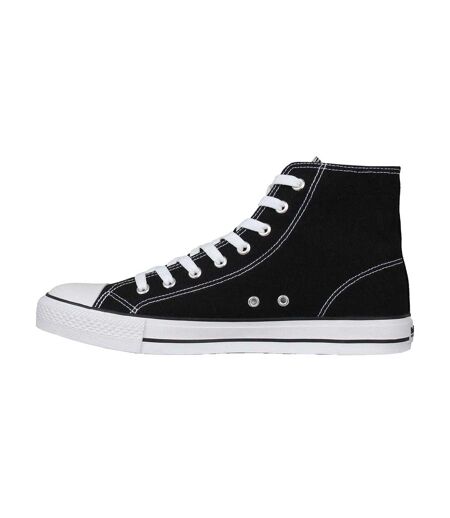 Mens Logo Canvas High Top Trainers Black White SoulCal