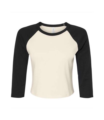 T-shirt Court Femme Beige Pâle Noir Bella + Canvas