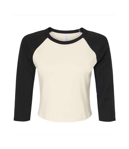 T-shirt Court Femme Beige Pâle Noir Bella + Canvas