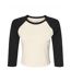 Bella + Canvas Womens/Ladies Micro-Rib Raglan 3/4 Sleeve Crop T-Shirt (Natural/Black)