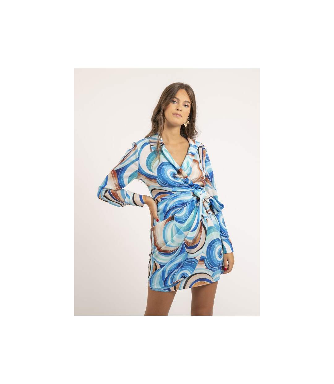 Robe courte portefeuille motifs INDIKA - Dona X Lisa-1