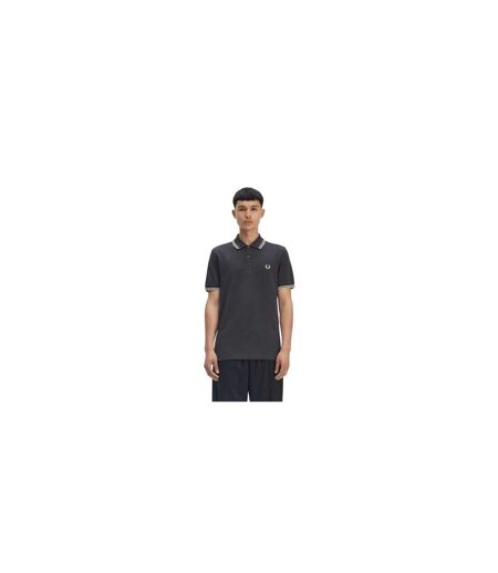 Polo Motif/style Double Pointe Homme Gris Fred Perry