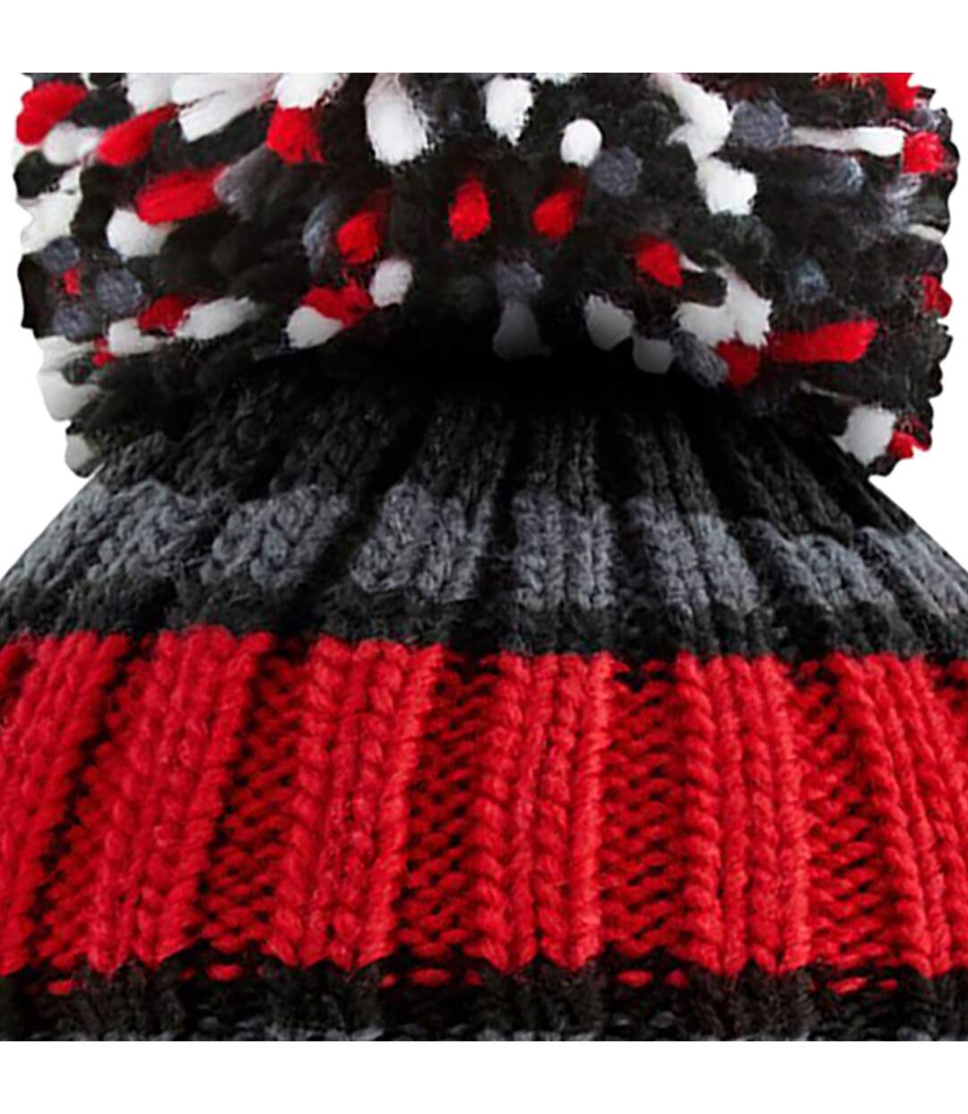 Bonnet hygge adulte noir / rouge vif Beechfield-2