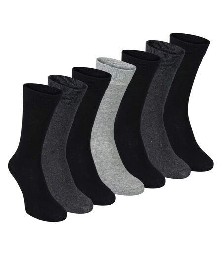 7 Pack Mens Classic Suit Socks - Soft Breathable Plain Dress Socks