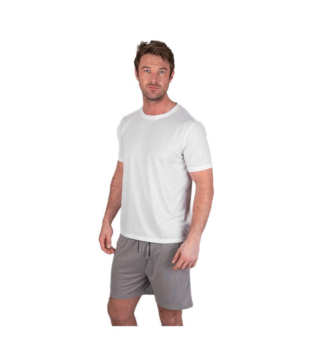 Mens crew neck short pyjama set white/light grey Light And Shade-3