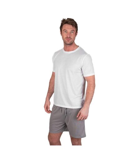 Mens crew neck short pyjama set white/light grey Light And Shade