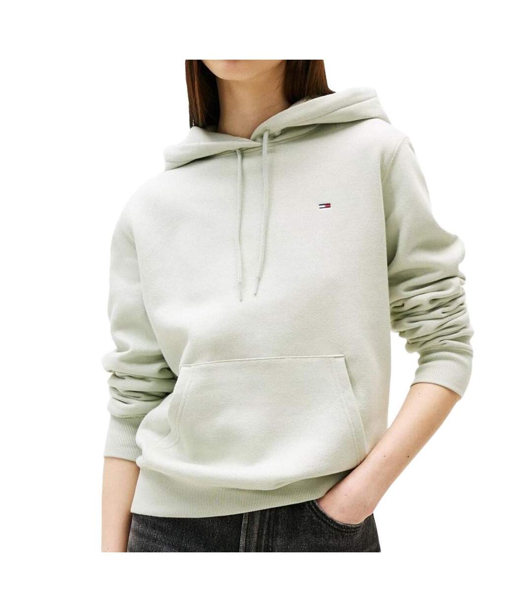 Sweat à capuche vert clair femme tommy hilfiger flag - l-1