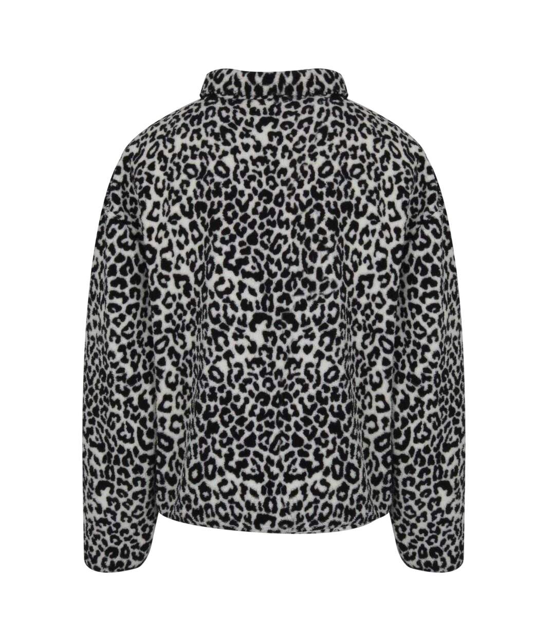 Womens/ladies Leopard Borg Fleece Top White Black SoulCal-2