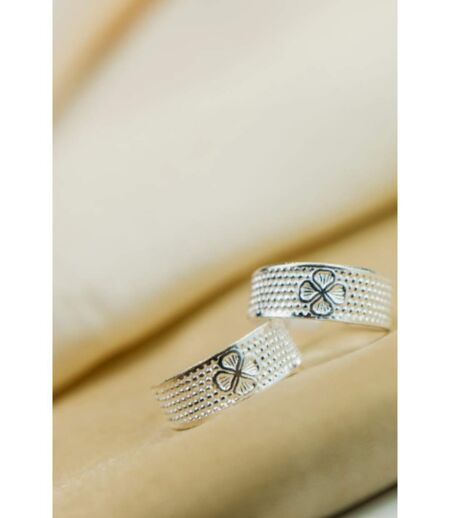 925 Silver Bohemian Shamrock Clover Floral Band Adjustable Toe Ring