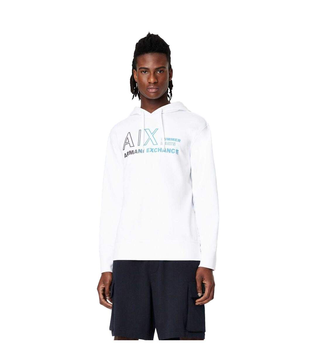 Mens Logo Hoodie White Armani Exchange-4