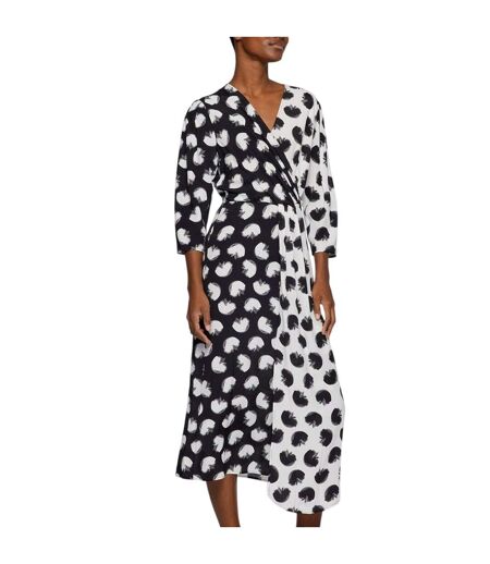 Womens/ladies Danotta Wrap Dress Black White Hugo Boss