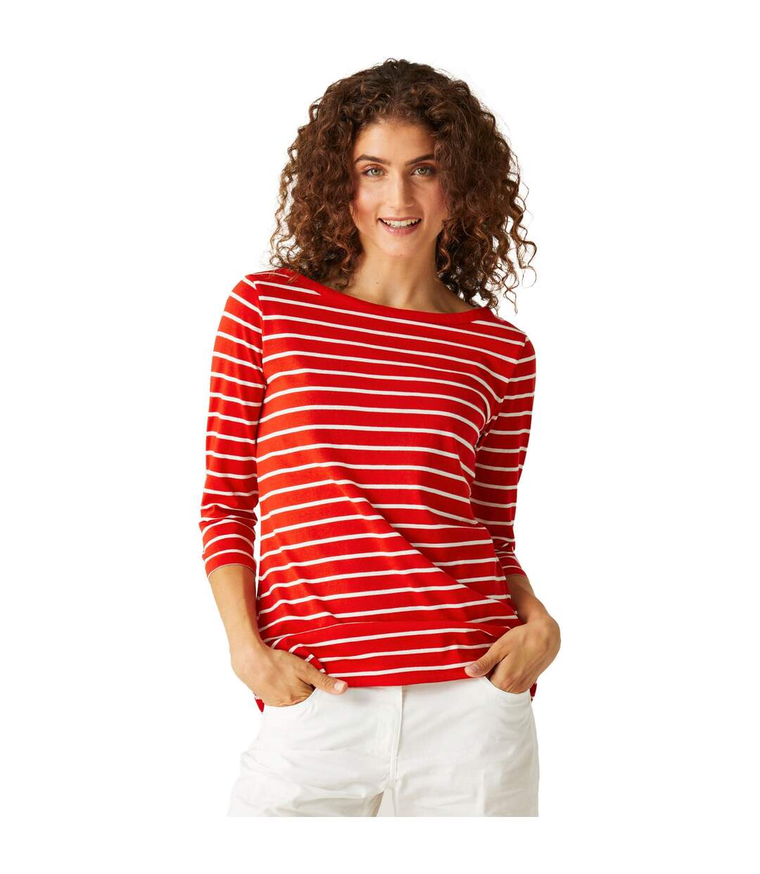 Haut Manches ¾ Bayletta Femme Rouge Vif Blanc Regatta-1