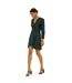 Womens/ladies sequin velvet wrap long-sleeved mini dress green Dorothy Perkins