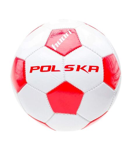Ballon De Foot Polska Taille 5 Rouge Vif Blanc Huari
