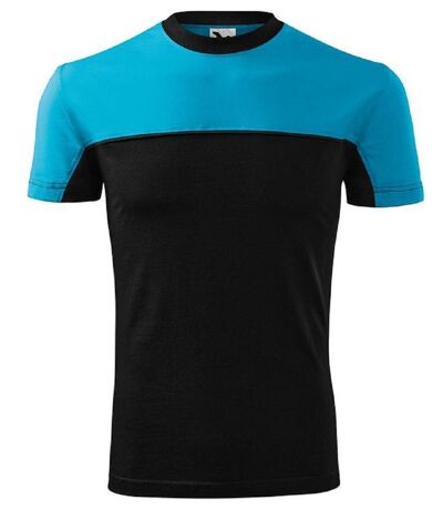 T-shirt fashion manches courtes bicolore - Unisexe - MF109 - bleu turquoise