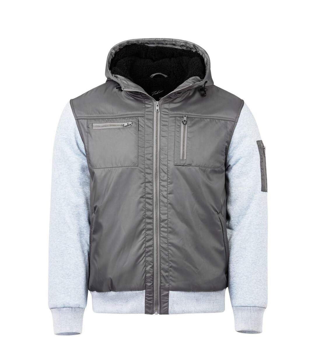 Mens Fleece Lined Jacket Charcoal Fabric-2