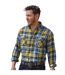 Atlas For Men Chemise en flanelle à carreaux pour hommes (Bleu/Jaune) - UTAF1652-3