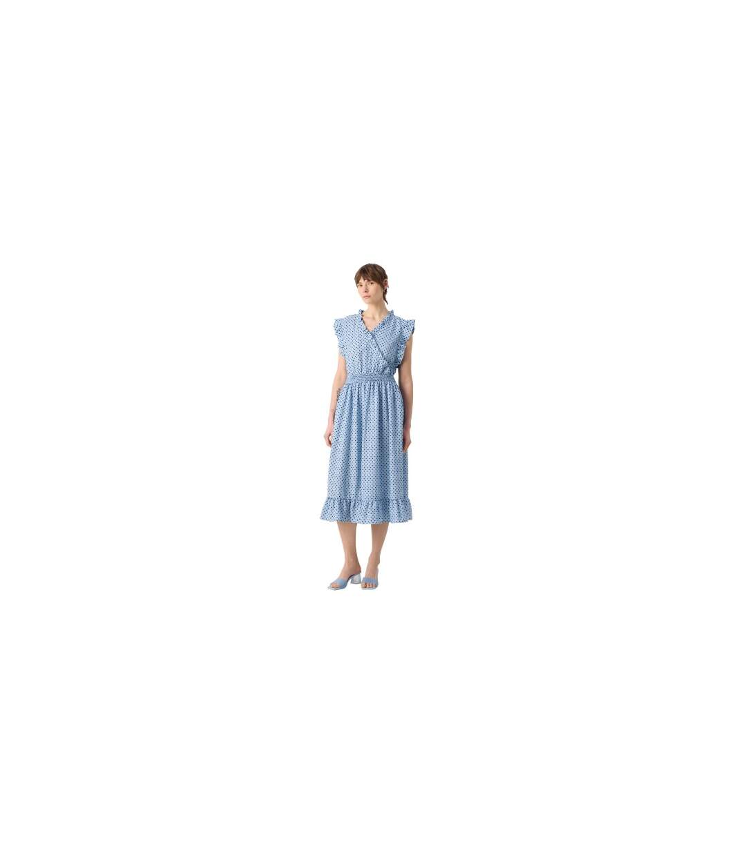 Robe Mi-longue Motif/style À Pois Femme Bleu Lollys Laundry-1