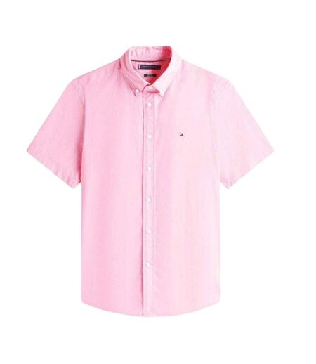Mens Regular Short-sleeved Button-down Shirt Classic Pink Tommy Hilfiger