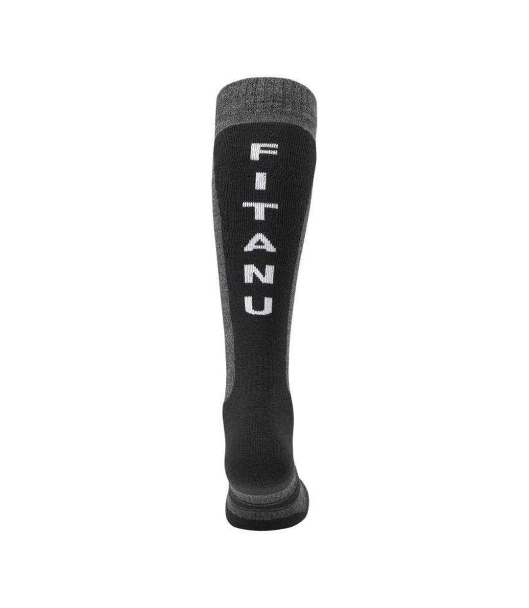 Chaussettes Hauteur Genoux Jonar Femme Noir Gris Foncé Fitanu-2